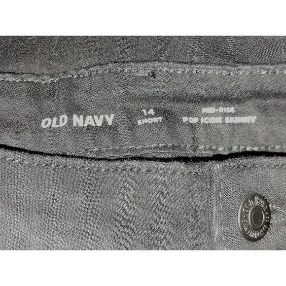 OLD NAVY 14Short Black Mid Rise Pop Icon Cotton Blend Skinny Jeans 26" inseam - Picture 2 of 6